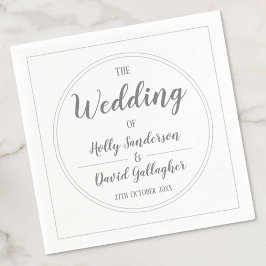 Einfaches Silver Gray & White Wedding Day Serviette