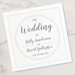 Einfaches Silver Gray & White Wedding Day Serviette