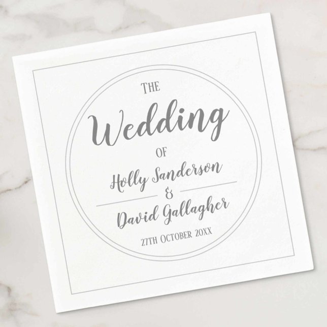 Einfaches Silver Gray & White Wedding Day Serviette (Von Creator hochgeladen)