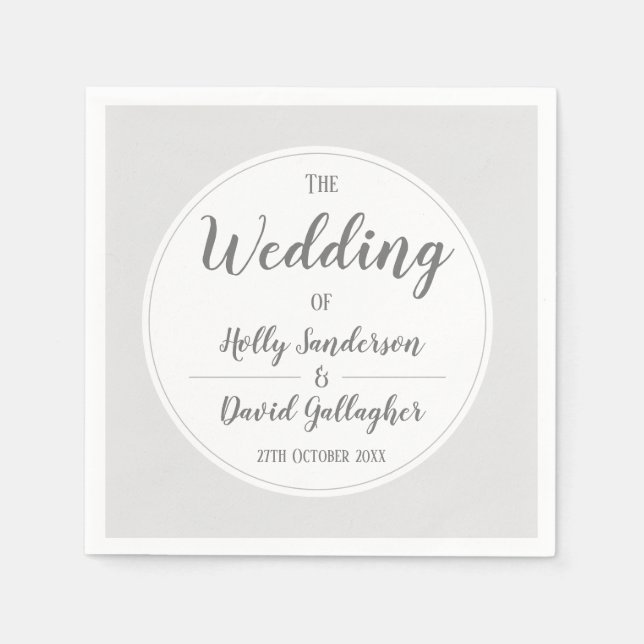 Einfaches Silver Gray & White Wedding Day Serviette (Vorderseite)