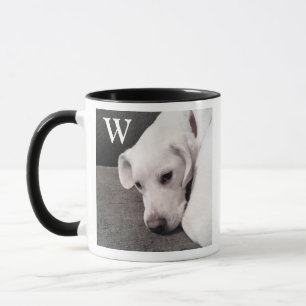 Einfaches Single Initial Niedlich Dog Foto Tasse