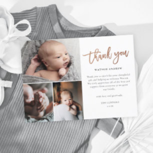 Einfaches Skript 3 Foto-Collage Baby Danke Postkarte
