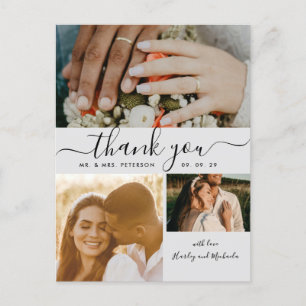 Einfaches Skript 4 Foto-Collage Hochzeit Danke P Postkarte