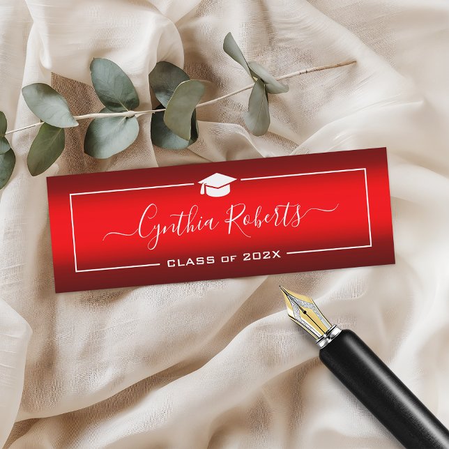 Einfaches Skript-Abschluss Modernes Rotes Farbsche Telefonnummerkarte (Von Creator hochgeladen)