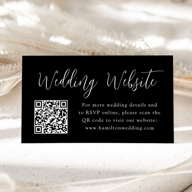 Einfaches Skript Black Wedding Website QR Code Begleitkarte (Von Creator hochgeladen)