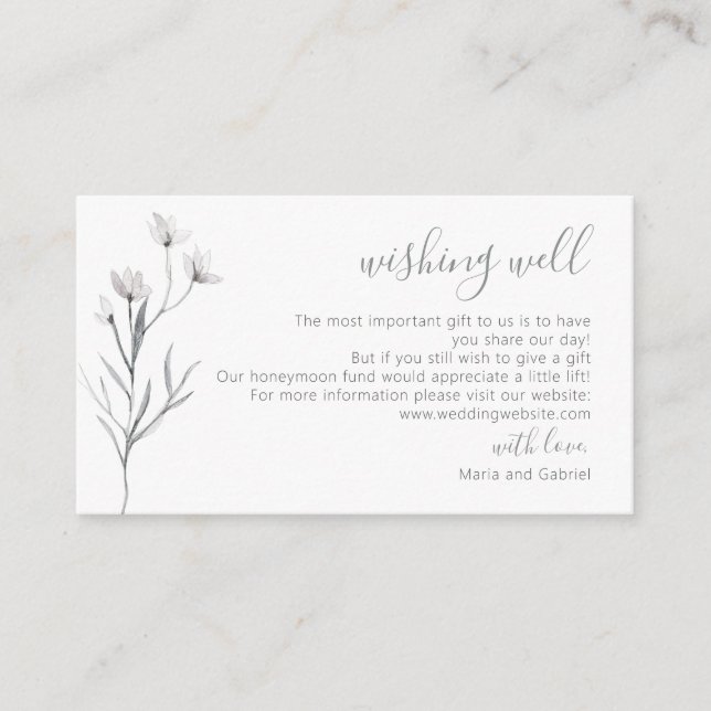 Einfaches Skript. Botanische Hochzeit wünschend gu Begleitkarte (Vorderseite)