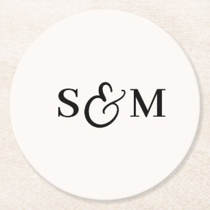 Einfaches Skript-Et-Zeichen-Monogramm-Hochzeit Runder Pappuntersetzer