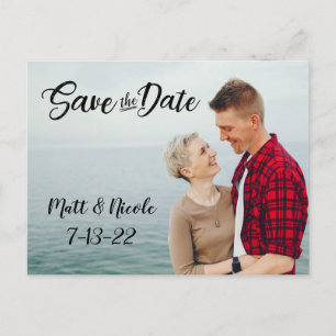 Einfaches Skript-Foto Save the Date Postkarte