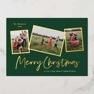 Einfaches Skript Frohe Weihnachten 3 Foto-Collage Folien Feiertagskarte
