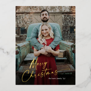 Einfaches Skript Frohe Weihnachten Foto Folien Feiertagspostkarte