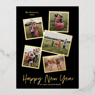 Einfaches Skript Frohes Neues Jahr 3 Foto-Collage Folien Feiertagspostkarte