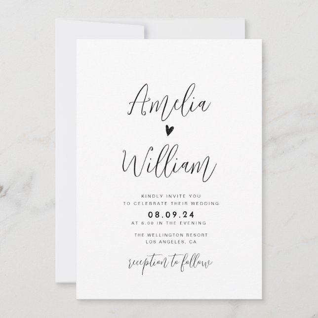 einfaches Skript in einem QR-Code Hochzeit Einladung (Vorderseite)