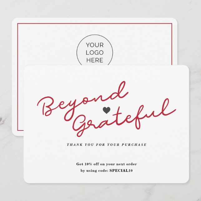 Einfaches Skript mit Herz - Business Dankeschön-Ka Dankeskarte (Vorne/Hinten)