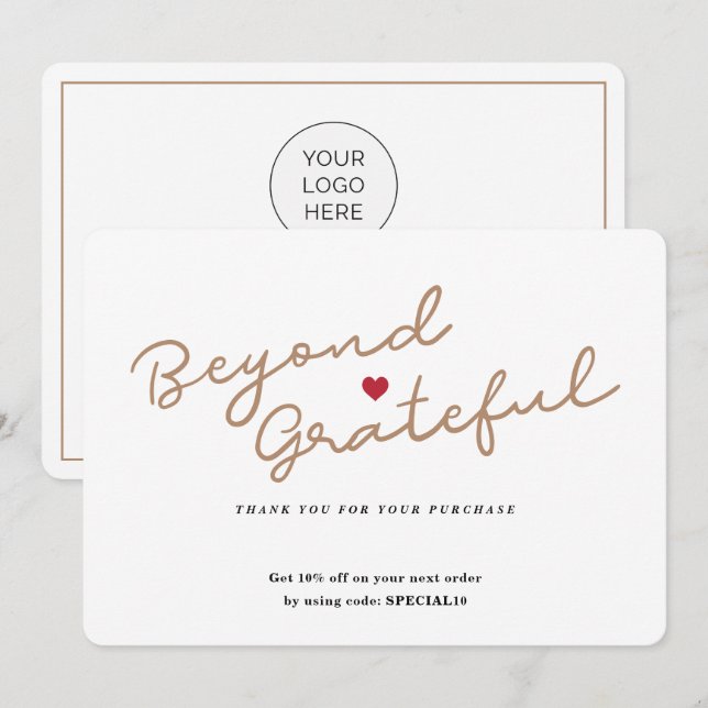 Einfaches Skript mit Herz - Business Dankeschön-Ka Dankeskarte (Vorne/Hinten)