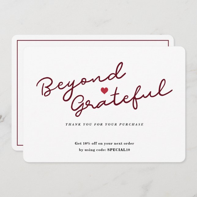 Einfaches Skript mit Herz - Business Dankeschön-Ka Dankeskarte (Vorne/Hinten)