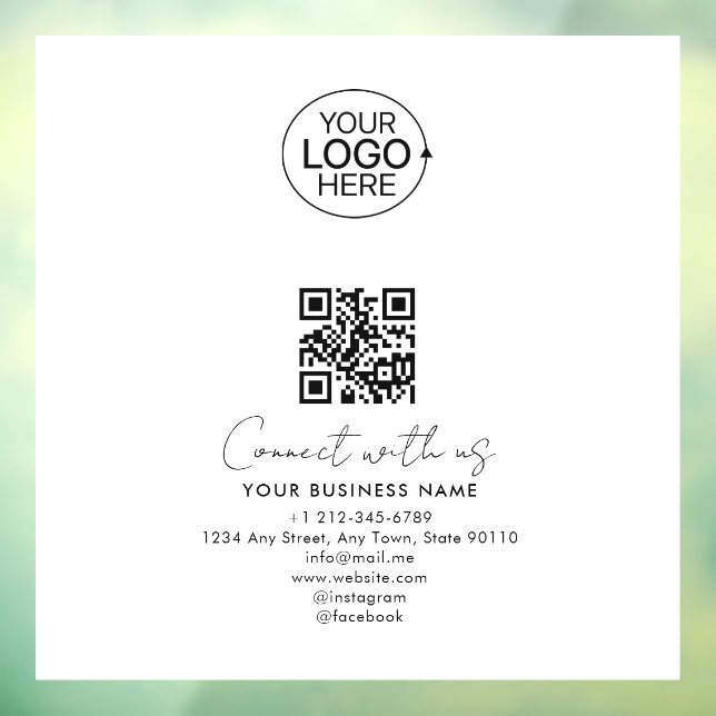 Einfaches Skript Mit Uns verbinden Logo QR-Code Pr Fensteraufkleber (Blatt 3)