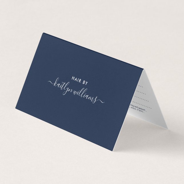 Einfaches Skript, Navy Blue & White Appointing Car Visitenkarten (Vorderseite)