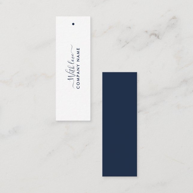 Einfaches Skript - Navy Blue & White Geschenketike Mini Visitenkarte (Vorne/Hinten)