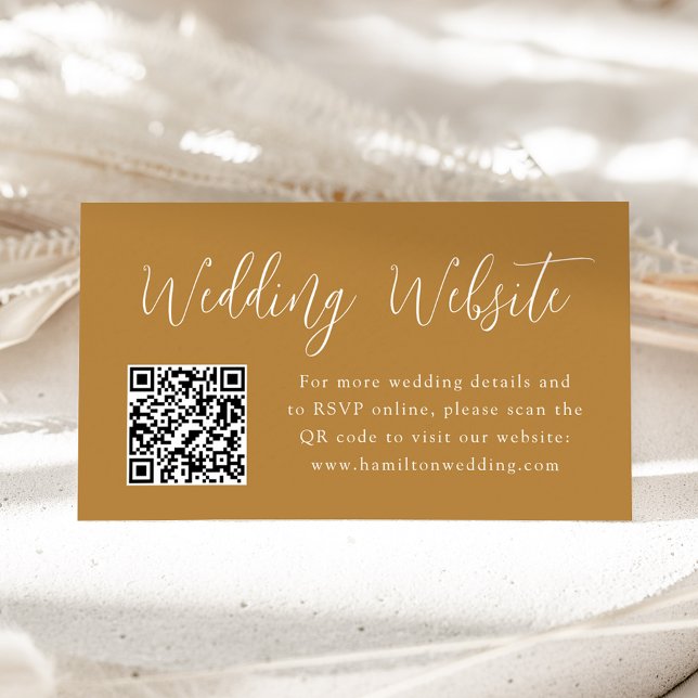 Einfaches Skript Ochre Wedding Website QR Code Begleitkarte (Von Creator hochgeladen)