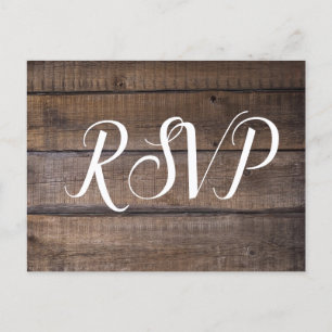 Einfaches Skript Rustic Wedding RSVP Postkarte