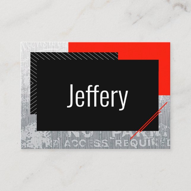 Einfaches Skript, schwarz, grau, weiß Streifen Platzkarte (Vorderseite)