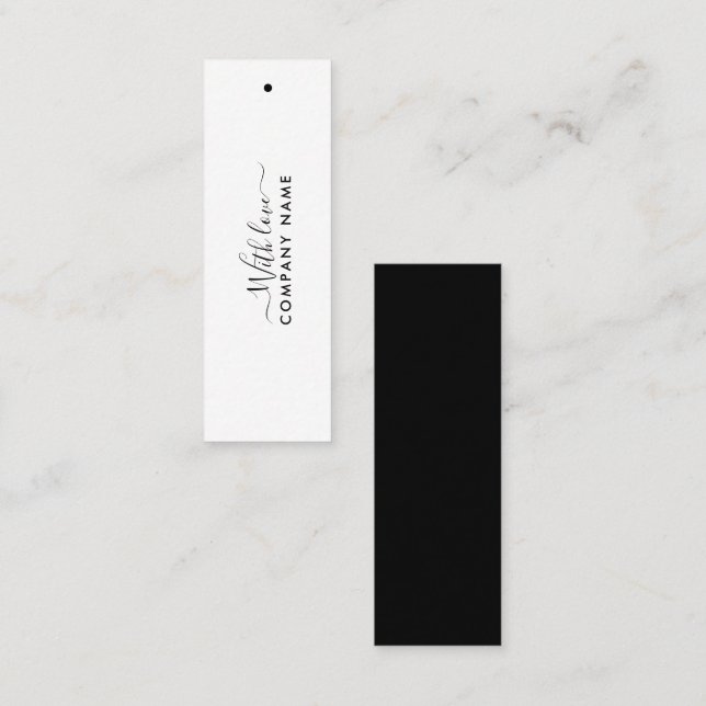 Einfaches Skript - Schwarz & Weiß-Geschenketikette Mini Visitenkarte (Vorne/Hinten)