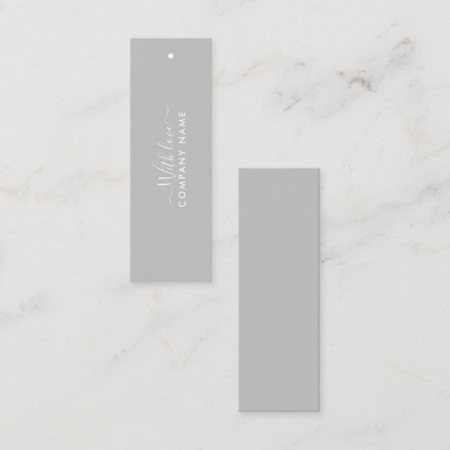 Einfaches Skript - Silver & White Geschenketikette Mini Visitenkarte (Vorne/Hinten)