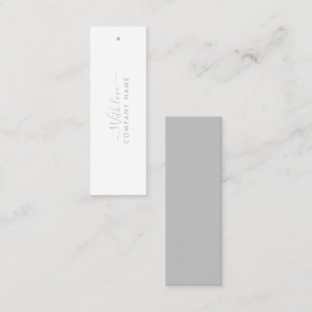 Einfaches Skript - Silver & White Geschenketikette Mini Visitenkarte (Vorne/Hinten)