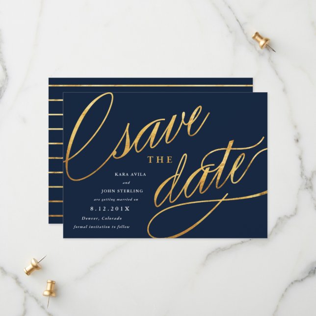 Einfaches Skript speichern von Daten | Navy Blue & Save The Date (Vorderseite/Rückseite Beispiel)