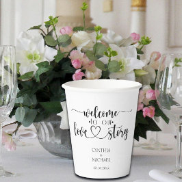 Einfaches Skript 'unsere Liebe Story' Hochzeit Pappbecher