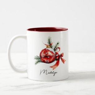 Einfaches Skript Wasserfarbener Weihnachtsschmuck Zweifarbige Tasse