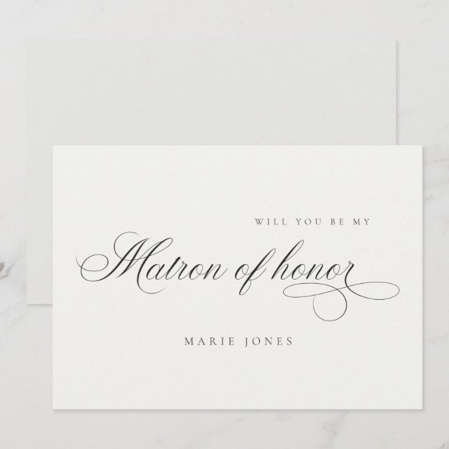 Einfaches Skript Werden Sie mein Matron der Ehrenk Dankeskarte (Vorne/Hinten)