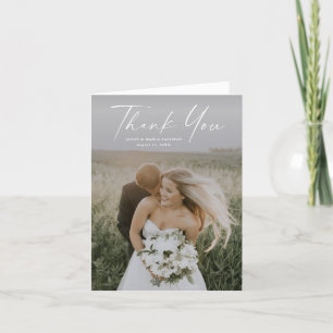 Einfaches Skriptfoto Hochzeit Dankeskarte