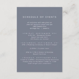 Einfaches Slate Blue Gray Hochzeitsprogramm Begleitkarte