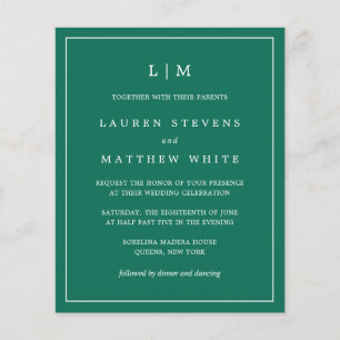 Einfaches Smaragdgrün Monogramm Elegante Hochzeit