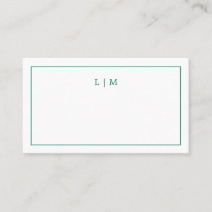 Einfaches Smaragdgrün Monogramm Elegante Hochzeit Platzkarte
