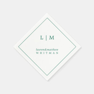 Einfaches Smaragdgrün Monogramm Elegante Hochzeit Serviette