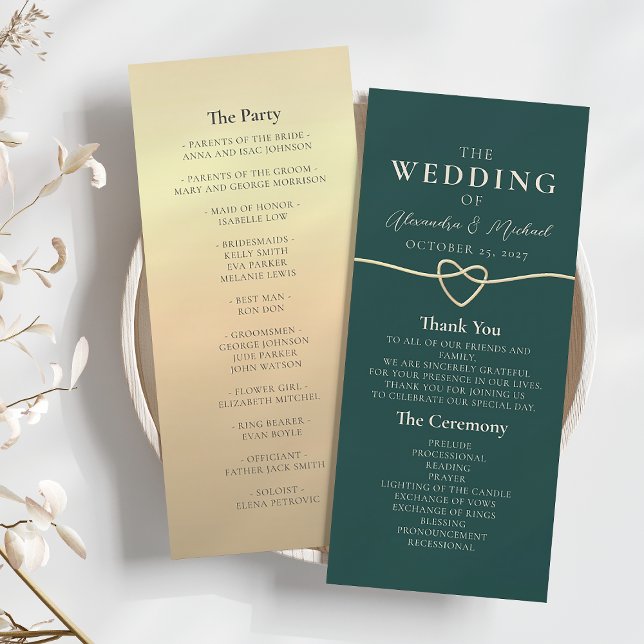 Einfaches Smaragdgrünes Hochzeitsprogramm (Von Creator hochgeladen)