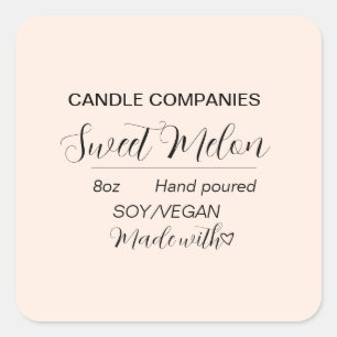 Einfaches Soja-Vegan-Kerzengeschäft  Quadratischer Aufkleber