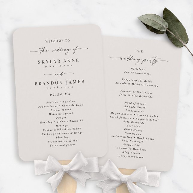 Einfaches Solid Off-White-Hochzeitsprogramm Fächer (Von Creator hochgeladen)