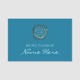 Einfaches Solid-Türkise-Aqua-Add-Logo Namensschild