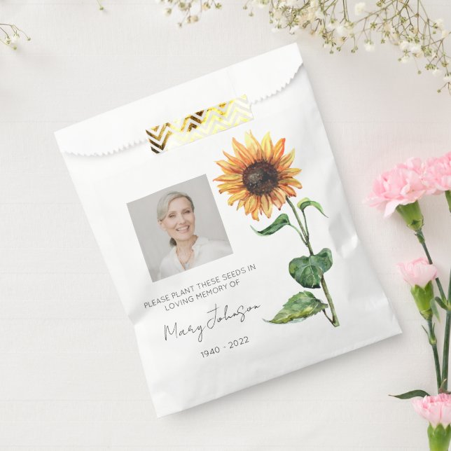Einfaches Sonnenblumen-Foto-Trauer-Samen Geschenktütchen (Versiegelt)