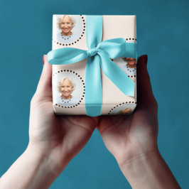 Einfaches, sonniges Chic Editable Round Foto Polka Geschenkpapier