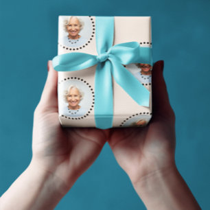 Einfaches, sonniges Chic Editable Round Foto Polka Geschenkpapier