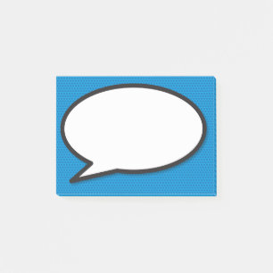 Einfaches Spaß-Comicbuch-Sprechblase Blau Post-it Klebezettel
