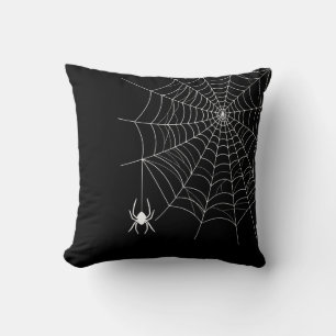 Einfaches Spinnennetz und schwarze Halloween-Spinn Kissen