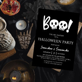 Einfaches Spooky-Boo-Skull-Halloween-Party Einladung