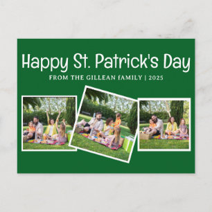 Einfaches St. Patrick's Day Shamrocks Familienfoto Feiertagspostkarte