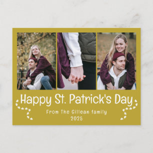 Einfaches St. Patricksday Kleeblatt Familie 3 Foto Feiertagspostkarte
