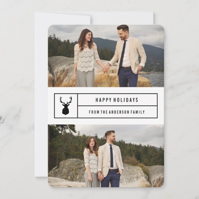 Einfaches Stag in Weiß Feiertagskarte (Vorderseite)
